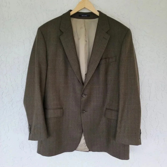 Chaps Ralph Lauren 100% Lambs Wool Men's Suit Jacket‎ Brown Size 46L - Picture 1 of 10